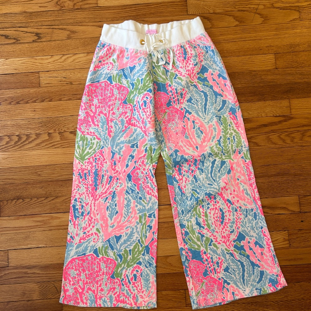Lilly Pulitzer Pink and Blue Floral Pants